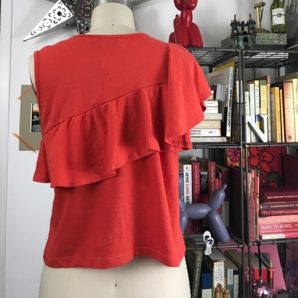 Anthro Ruffled Asymmetry Shell by Postmark Tee - Picture 7 of 8